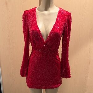 WAYF Berry Sequin Mini Dress